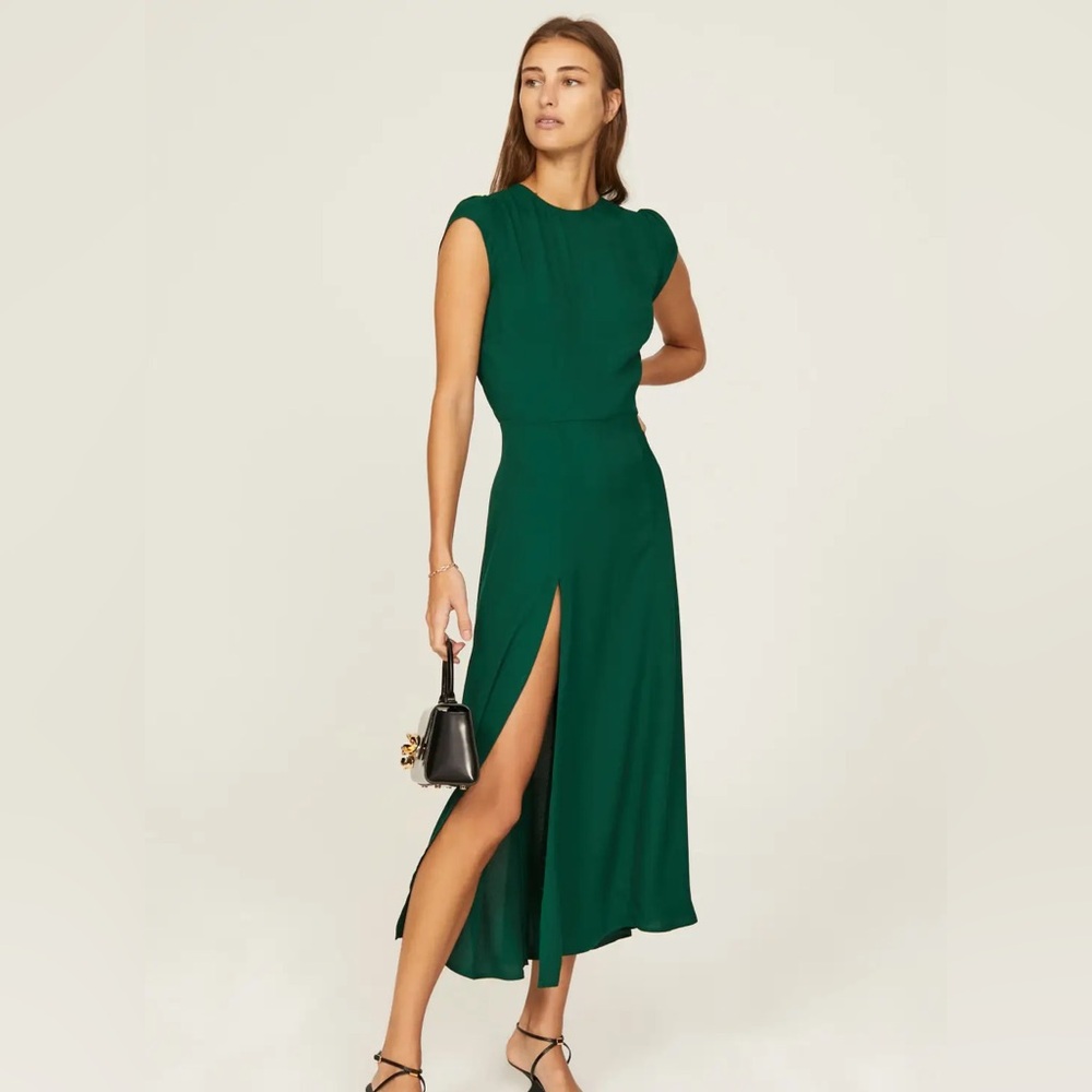 Reformation Gavin Dress in Emerald Green